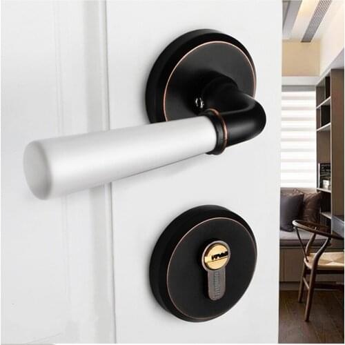 Modern fashion creative gold interior solid wooden door lock ceramic bedroom mechanical split mute door lock ORB ivory white