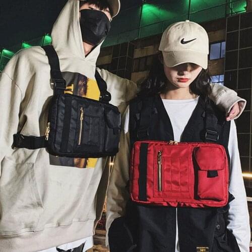 Tide brand tactical bag men and women street hip-hop chest bag Harajuku tooling function backpack vest waist bag