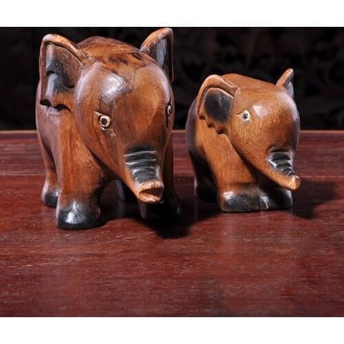Thailand into the Decoration Mouth Home Office Money Drawing Wooden Ornaments Handmade Wood Carving Elephant Ornaments decor
