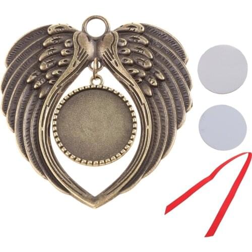 Angel Wing DIY Photo Blank Hot Transfer Printing Pendant MDF Jewelry Making AXYD