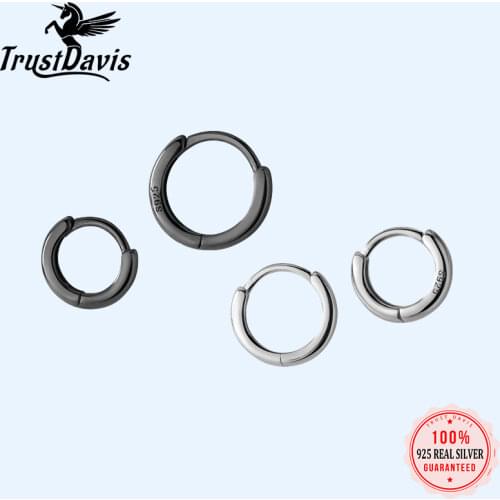 TrustDavis Customize Made 100% 925 Sterling Silver Gold Smooth Surface Hoop Earrings DA432