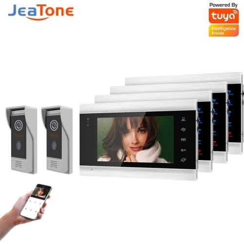 Doornanny Villa Apartment WiFi Video Intercom System 2Doorbell To 4Monitors Tuya Doorbell Doorphone 2Doors Intercom Kit AHD 720P