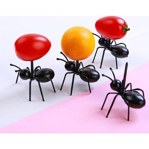 SUEF Hot sale 6/12pcs/set Fruit Fork Reusable Kawaii Ant Fruit Fork Tableware Multiple Use Snack Cake Dessert Forks For Party @1