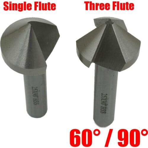 14mm 16.5mm 18mm 20.5mm High Speed Steel HSS 60 90 Degree Single One Three Flute Edge Chamfer Cutter Mill Countersink Drill Bit