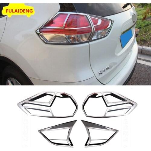 4pcs For Nissan X-Trail Rogue 2014-2016 ABS Chrome Rear Tail Light Lamp Trim Cover Car Styling Accessories