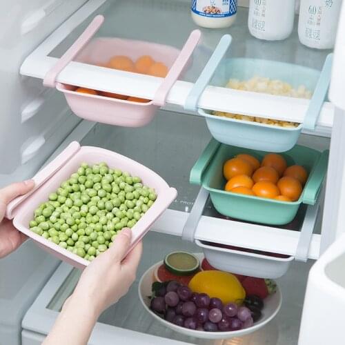 Green Drawer Refrigerator Storage Baskets Vegetables Fruits Drain Kitchen Food Snacks Plastic Thickened Classified Placement Box