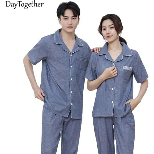 WomenS Pure Cotton Pajamas Leisure Solid Chroma Lovers Sleepwear Color Gray Pink Short Sleeve Female Nightgown Two-Piece Suit