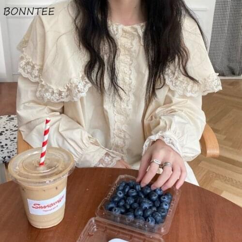 Shirts Women Spring Hot Sale Lace Sexy Ladies Tops Preppy Style Loose All-match Fashion Popular Simple Daily Harajuku Chic New