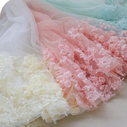 1Meter/lot 65cm Wide Chiffon Flower Embroidered + Mesh Fabric Lace Trim Home Garden Children Skirt/ Tutu Dress Accessory X406