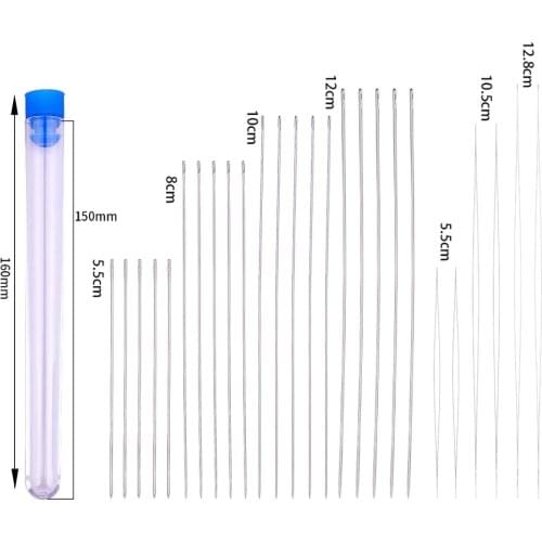 5-26Pcs/Bottle Long Big Eye Curved Beading Needles with Needle Pearls Threading String Cord Jewelry Tool 5.5-12.8cm