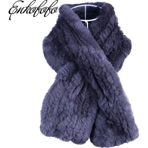 90CM 2018 New Fashion Women Whole Rabbit Skin Long Rex Rabbit Fur Scarf Real Natural 100% Rabbit Fur Scarves Wholesale Retail