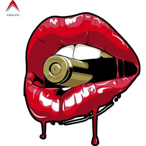 Aliauto Fashion Car Sticker Red Lips Bullet Automobiles Decoration Stationery DIY Ablum Diary Scrapbooking PVC Decal,14cm*16cm