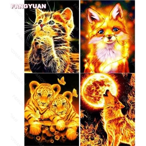 Diy 5D Diamond Painting Full Round Square Drill Golden Animal Series Diamond Embroidery Diamond Mosaic Creative Home Decor Gift