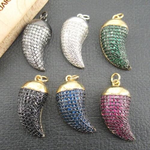 APDGG 1PC 12x26mm Virgin Mary Chili Gold plated Cubic Zircon CZ Paved Connector Pepper Charms Necklace Pendant Jewelry DIY