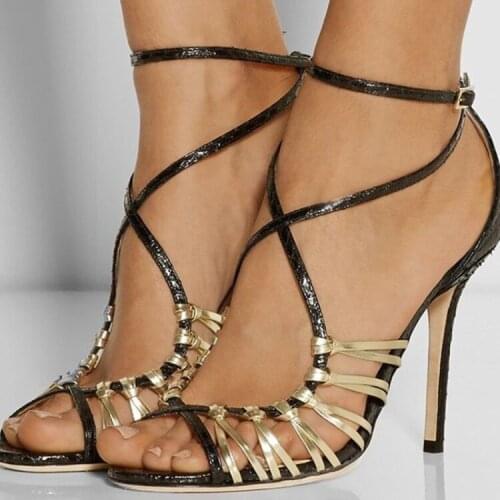 ASHIOFU New Arrival Handmade Stiletto Heel Sandals Cross-straps Party Summer Shoes Casual Fashion High Heel Sandals Shoes