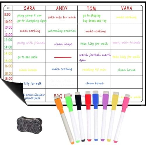 School White Boards Planner Board Magnetic Whiteboard Chore Daily Weekly Monthly Scheduling Magnetic Fridge Stickers With 8 Pen