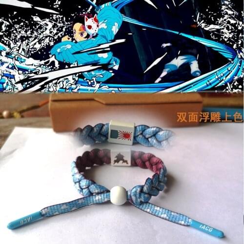 Anime Demon Slayer Cosplay Kamado Tanjirou Kamado Nezuko Bracelet Hand-Knitted Anime Bracelet Couple Accessories Christmas Gift