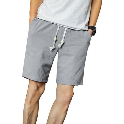 Casual pants mens summer sports summer fifth points shorts straight tide brand Solid Color Korean student pants