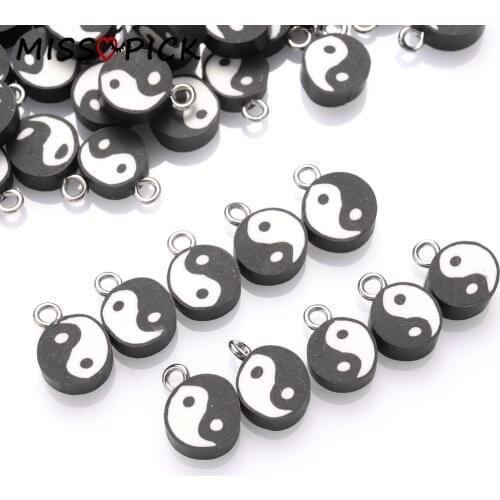 30/50/100pcs 10mm Tai Chi Clay Beads Round Shape Clay Spacer Beads for Jewelry Making DIY Bracelet Necklace Earrings Accessories