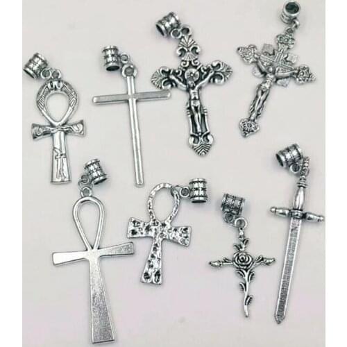 Fast delivery Medieval sword/Mens sword/Flower Crucifix Cross/Ankh cross Charm Pendant Bracelet&Necklace For Women&Men Gift