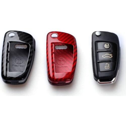 Carbon Fiber Remote Key Case Shell Cover For Audi A1 S1 A3 S3 8P 8V RS 3 A4 B6 B7 A6 S6 C6 Q2 Q3 8U Q7 R8 TT S RS 8J Car Styling