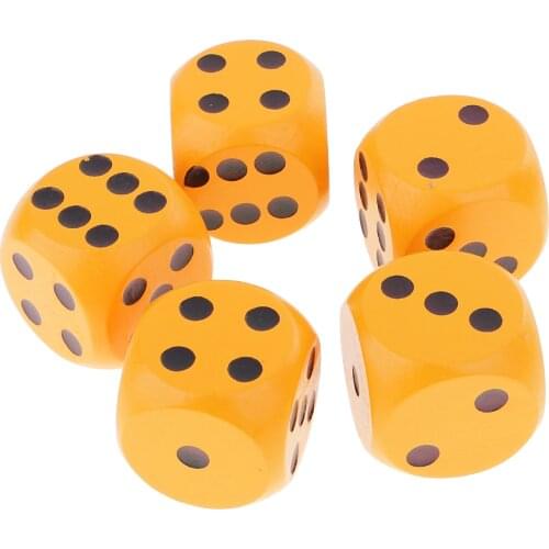 5Pcs Wooden Dice D6 Dotted 3cm For D&D RPG Game Player