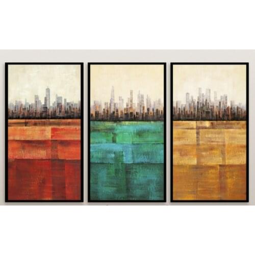 European and American Red Yellow Blue Bright Tone Decoration Painting Living Room Sofa Background Wall Abstract Canvas Art