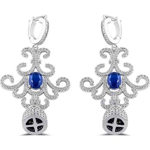 European Layered Pearl Necklace Fittings Connector Pendant For Pearls Jewelry Making Blue Crystal Flower Charms beads tassel cap