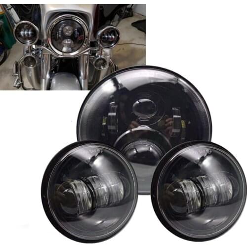 Motorcycle 7 inch Moto LED Headlight 4-1/2" 4.5inch LED Auxiliary Fog Passing Light Lamp 7'' Bracket for Harley Touring Electra