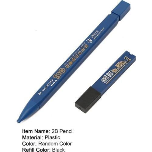 2B Pencil with Refills Office Supplies Plastic 2B Black Lead Holder Exam Mechanical Pencil for School Exam