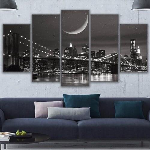 Painting Abstract Art Framework Wall Modular Picture For Living Room Home Decoration 5 Panel City New York Canvas Prints Poster