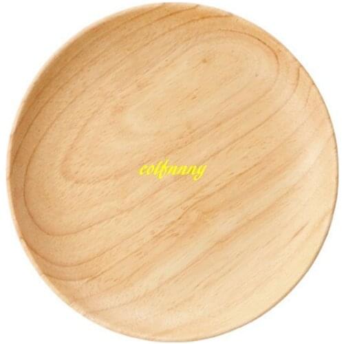 50pcs/lot FAST Shipping 10.5cm diameter Natural Wood Plate Round Dishes Fruit Tray Plates Dinnerware Sets Kitchen Tools