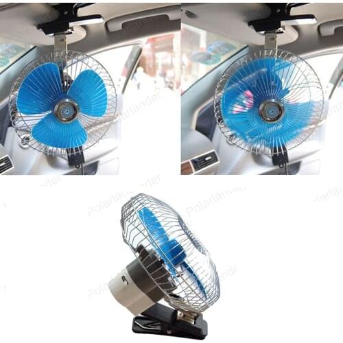 Mini Electric Oscillating Car Fan Low Noise Summer Air Conditioner 12V Portable Vehicle Auto Cooling Fan