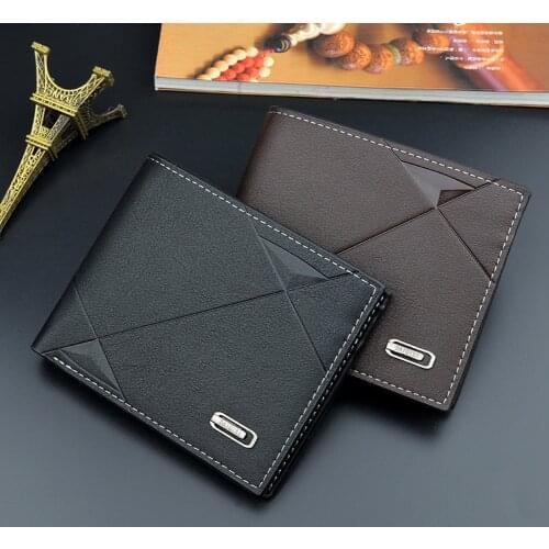 Men Short Bifold Faux Leather Masculina Billetera Credit ID Card Holder Wallet Billfold Purse Clutch Solid Hombre Business Slim