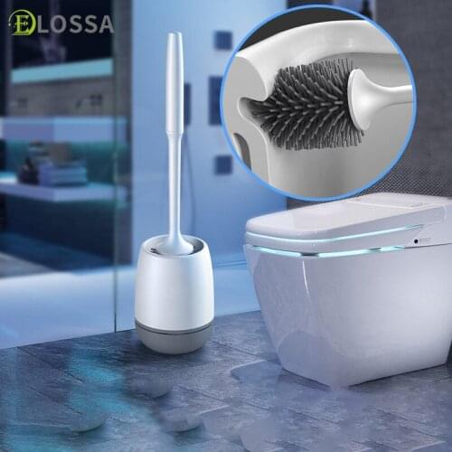 ELOSSA Bathroom TPR Silicone Soft Brush Head Toilet Brush Wall-Mounted Cleaning Tools Toilet Brush Home Bathroom Accessories Set