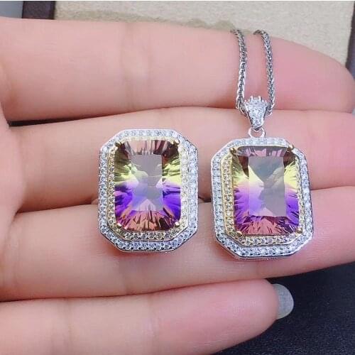 Natural and Real Ametrine jewelry set Natural Real Ametrine 925 sterling silver 1pc pendant,1pc ring