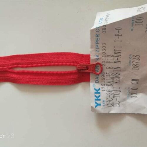 50pcs/lot Ykk 3# Nylon Coil Zipper Close End Red for Pocket Bag 26 27 28 29 30cm 31cm Bulk Tailor Sewing Accessories