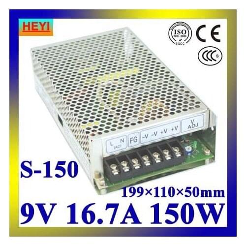 Single output switching power supply 9V 16.7A 100~120V/200~240V AC input LED power supply 150W 9V transformer