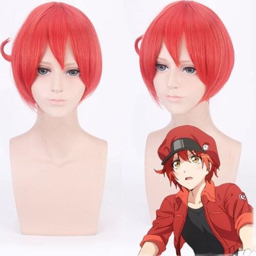 Anime Cells at Work Cosplay Wig Erythrocyte White Red Blood Cell hair Neutrophil Platelet Hataraku Saibou Cosplay Wigs +wig cap