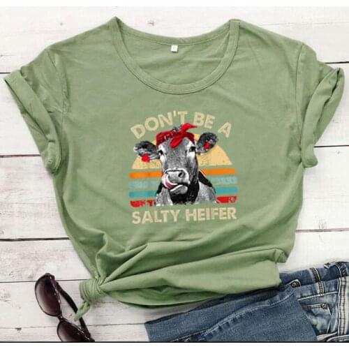 Don't be a salty helfer cow graphic pure cotton casual hipster women fashion street style grunge tumblr t shirt gift youngs tops