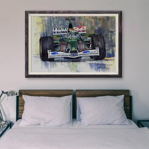 T180 Retro Racing Car Classic Painting Green racing 76 Custom Silk Poster Home Deco Wall Art Christmas Gift