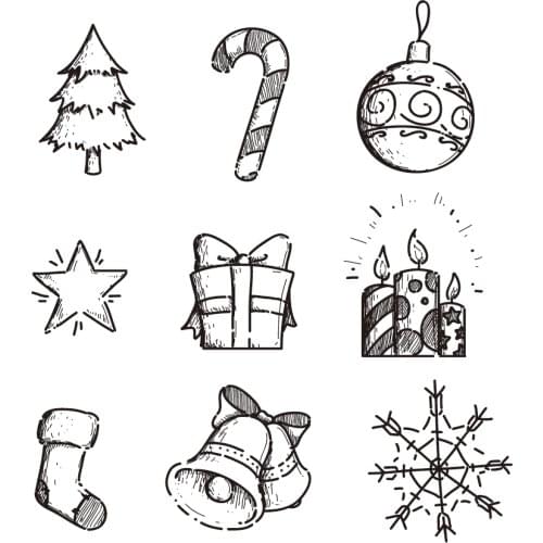 Christmas Basic Element Stamps Transparent Snowflake,Sock,Gift Box DIY Christmas Scrapbooking Clear Stamps