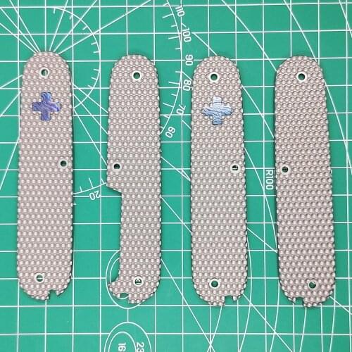 DIY Custom Made Titanium Alloy TC4 Scales with Tweezer and Toothpick Cut-Out for 91 mm Victorinox Swiss Army Knife