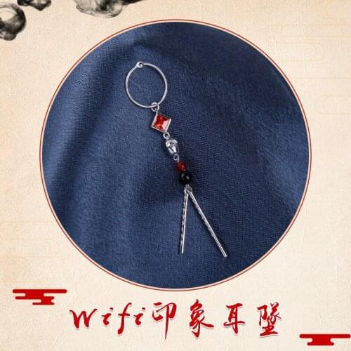 Anime Grandmaster of Demonic Cultivation Wei Wuxian S925 Silver Flute Earrings Simple Temperament Ear Clips Cosplay Props Gifts