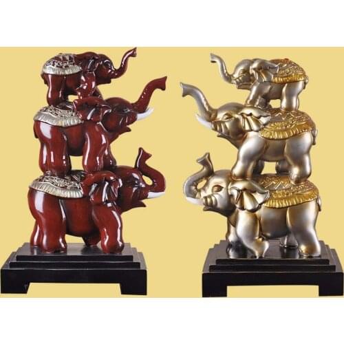 Modern simple auspicious elephant ornament new house household animal ornament Creative Wedding Gift resin three elephant