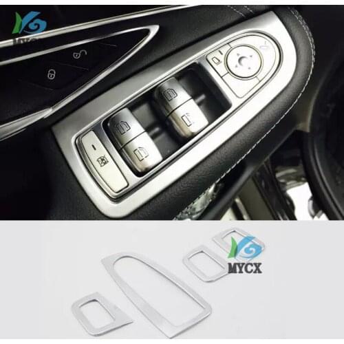 Car styling window lift button switch panel cover Stickers trim For Mercedes Benz C Class GLC 2019 2020 Auto Accessories LHD RHD