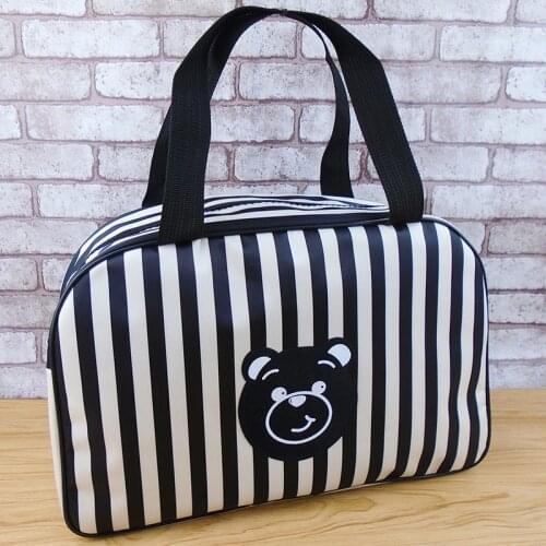 Cute Bear Stripes Storage Bag Bath Zipper Basket Package Waterproof Large Capacity Wash Bag Men and Women Outdoor Travel Bag