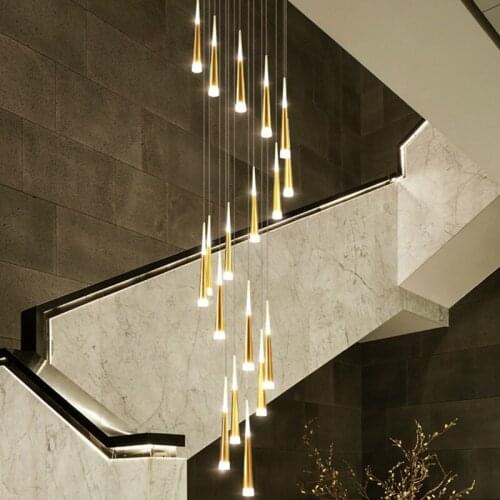 LED Ring Chandelier Meteor Shower Rotating Stair Chandeliers Kitchen Hanging Lamp Modern Simple Villa Decor indoor Lighting