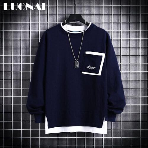 Sweatshirt Mens Autumn and Winter round Neck Fleece Lined Long-Sleeved Upper Garment Korean-Style Thick Loose Fake Fashion
