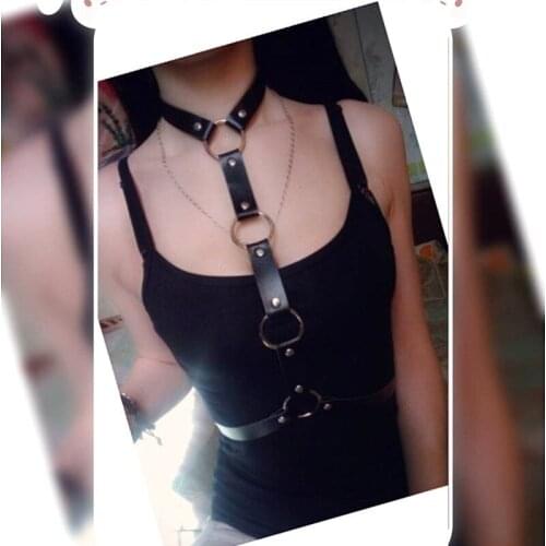 Dark Rock Street Strap Women Unisex Leather Belt Bondage Waist Belt Straps Adjustable Buckle Belt Garter Belt